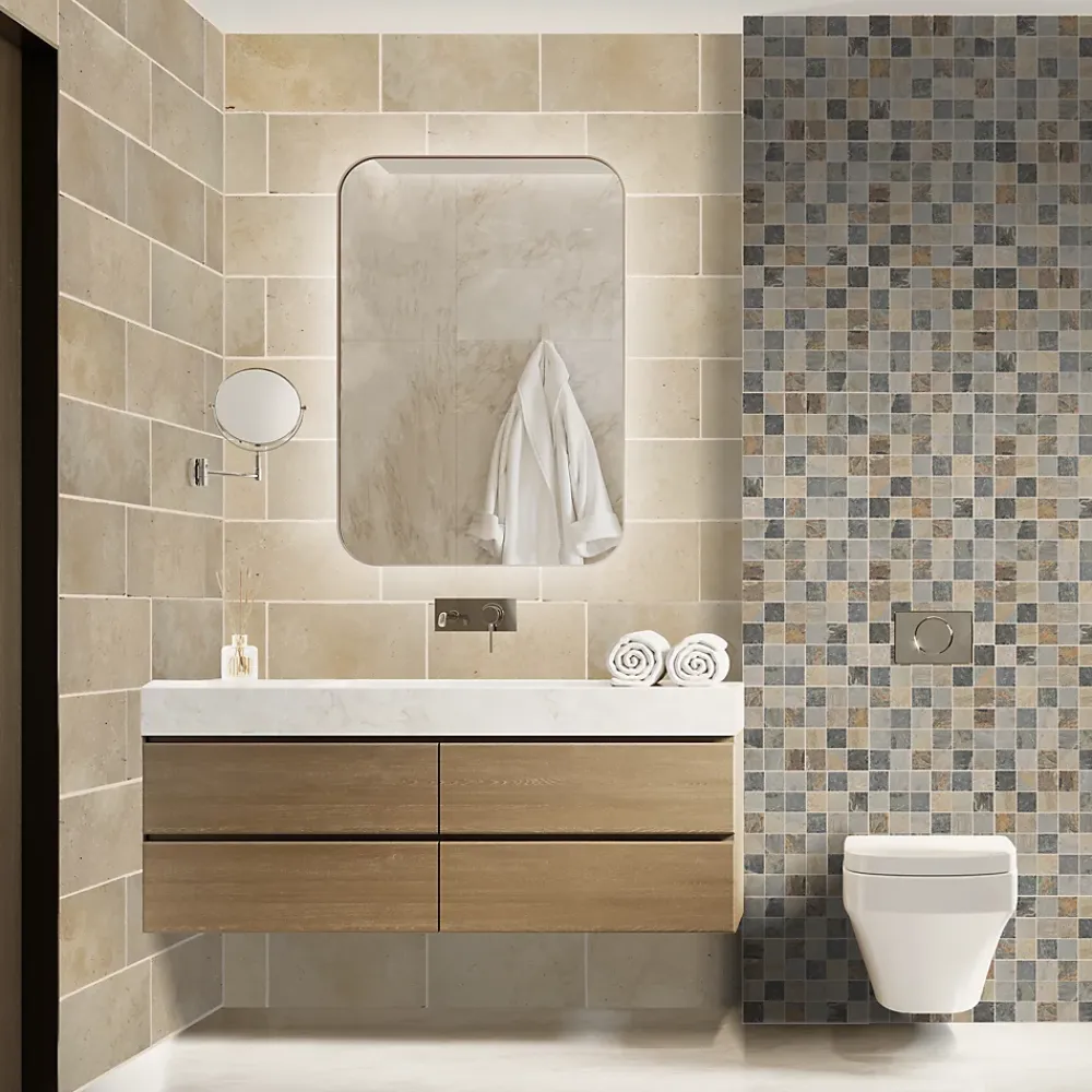 Casa Linea Travertin<Travertin mural en pierre naturelle beige mat L. 40,6 x l. 20,3 cm x ép. 1 cm