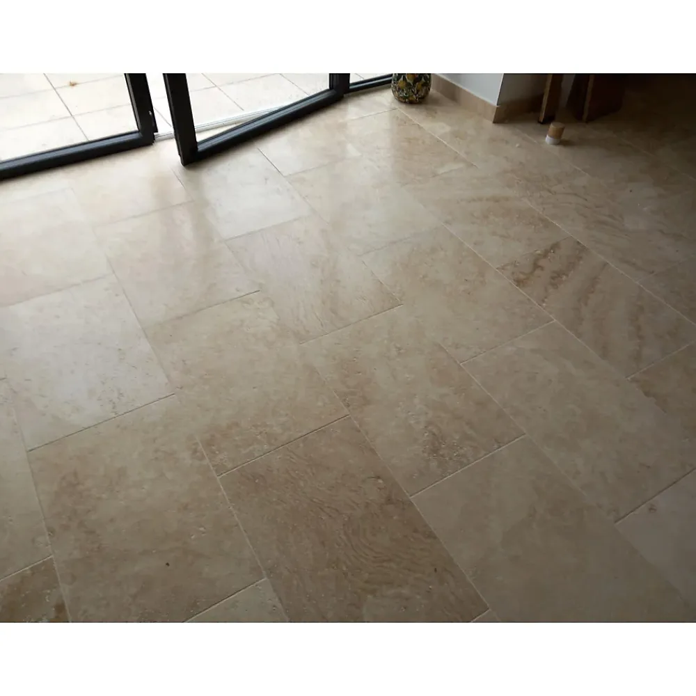Ligerio Travertin<Travertin pierre naturelle mur/sol premier choix light clair - 61 cm x 40,6 cm x 1,2cm - Vendu au m²