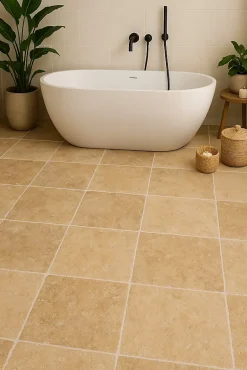 Travertin<Travertin sol et mur intérieur L.61 x l.61 cm x ép.12 mm, Travertino