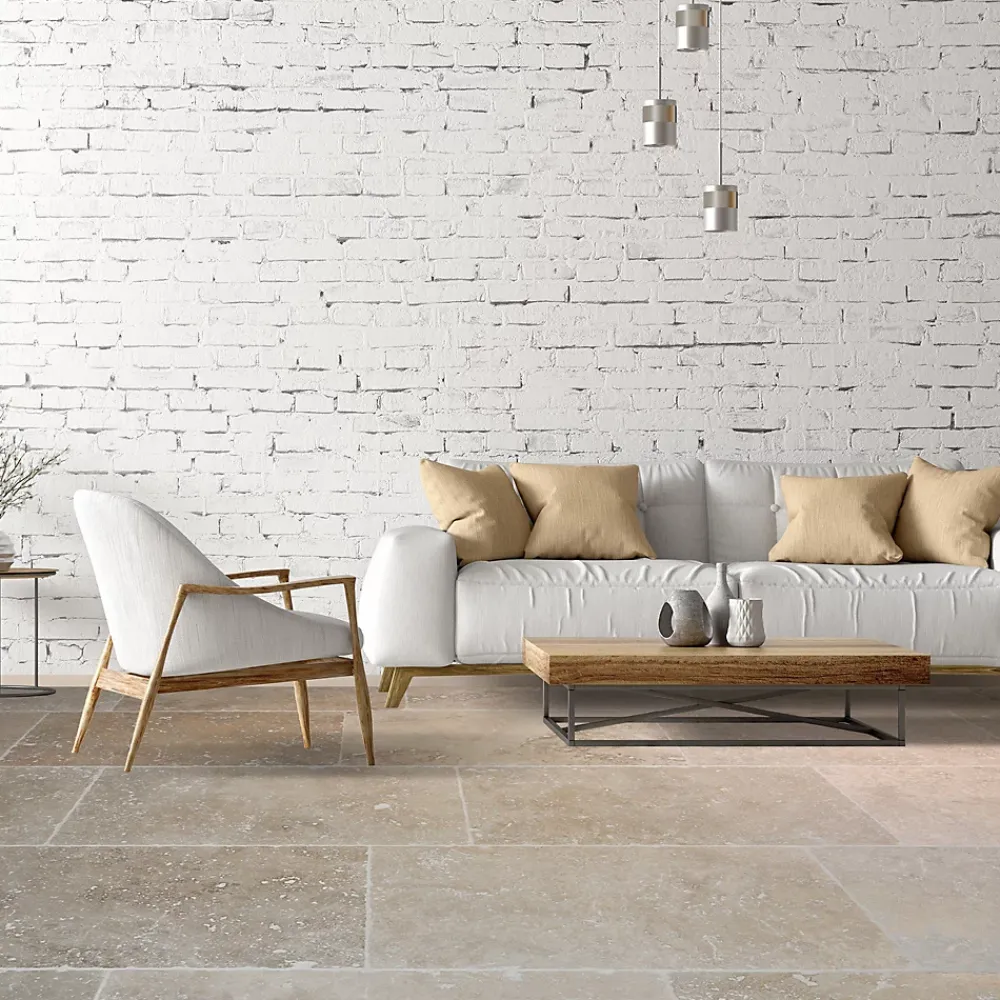 Travertin<Travertin sol et mur intérieur L.91,5 x l.61 cm x ép.12 mm, Travertino