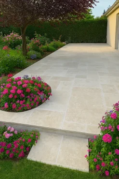 Pattom TRAVERTIN STANDARD LIGHT(1er choix light), pierre naturelle, Opus 4 formats EP 1,2cm (carton de 0,74m2)- LIVRAISON PREMIUM- Travertin
