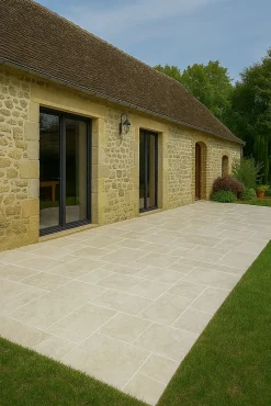 Pattom TRAVERTIN STANDARD LIGHT(1er choix light), pierre naturelle, Opus 4 formats EP 1,2cm (carton de 0,74m2)- LIVRAISON PREMIUM- Travertin