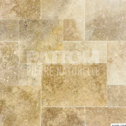 Pattom TRAVERTIN STANDARD MIX (1er choix mix), pierre naturelle, Opus 4 formats EP 1,2cm (carton de 0,74m2) LIVRAISON PREMIUM- Travertin