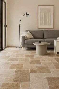 Pattom TRAVERTIN STANDARD MIX (1er choix mix), pierre naturelle, Opus 4 formats EP 1,2cm (carton de 0,74m2) LIVRAISON PREMIUM- Travertin