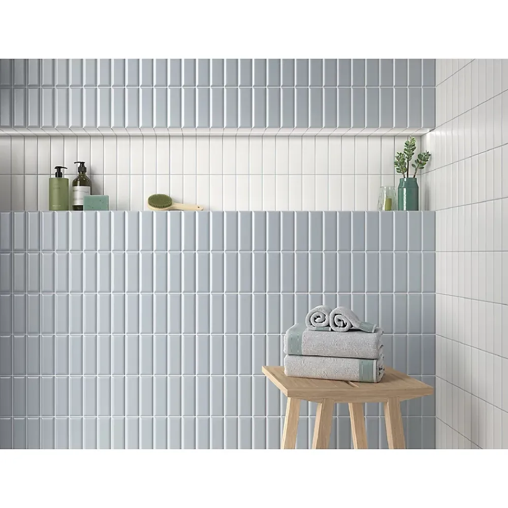 Lux Mosaic Carrelage Mural Uni<Velvet Grey Pillow Série Revêtement grès cérame premium 5x15 cm.