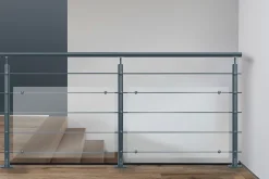 Kordo Verre synthétique avec supports de fixation gris RAL7016 pour garde-corps- Accessoire D'Escalier|Garde-Corps, Balustrade