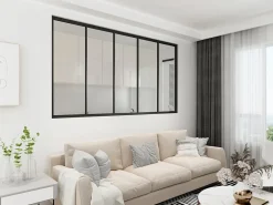 Verrière Factory Verrière - 5 Vitrages - L: 195cm H: 105cm - Acier Ultra Fin - Noir Mat (RAL 9005) - Livrée Montée- Verrière