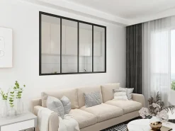Verrière Factory Verrière<Verrière - 4 Vitrages - L: 157cm H: 115cm - Acier Ultra Fin - Noir Mat (RAL 9005) - Livrée Montée