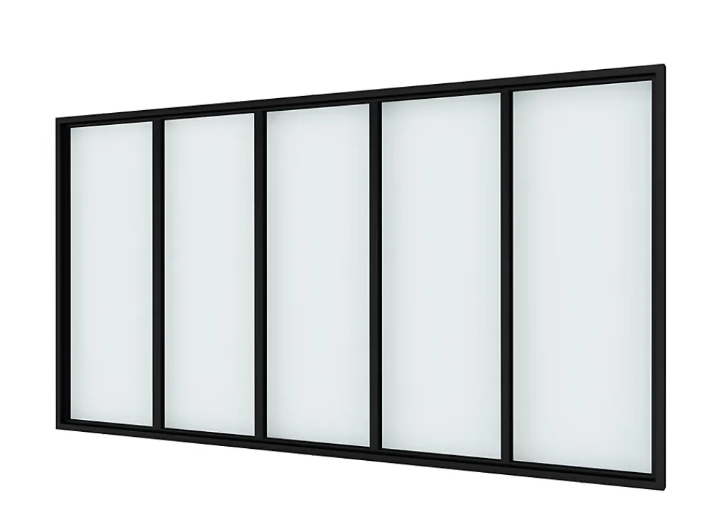 Verrière Factory Verrière - 5 Vitrages - L: 195cm H: 125cm - Acier Ultra Fin - Noir Mat (RAL 9005) - Livrée Montée- Verrière