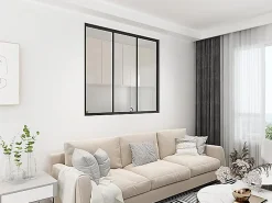 Verrière Factory Verrière<Verrière - 3 Vitrages - L: 119cm H: 115cm - Acier Ultra Fin - Noir Mat (RAL 9005) - Livrée Montée