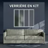 Mon Marché Déco Verrière<Verrière 4 Carreaux - En Kit - Blanc - Verre Dépoli