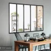 Verrière 5 carreaux transparents, coloris noir mat H108 x l.153cm- Verrière