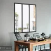 Verrière 3 carreaux transparents, coloris noir mat H108 x l.93cm- Verrière