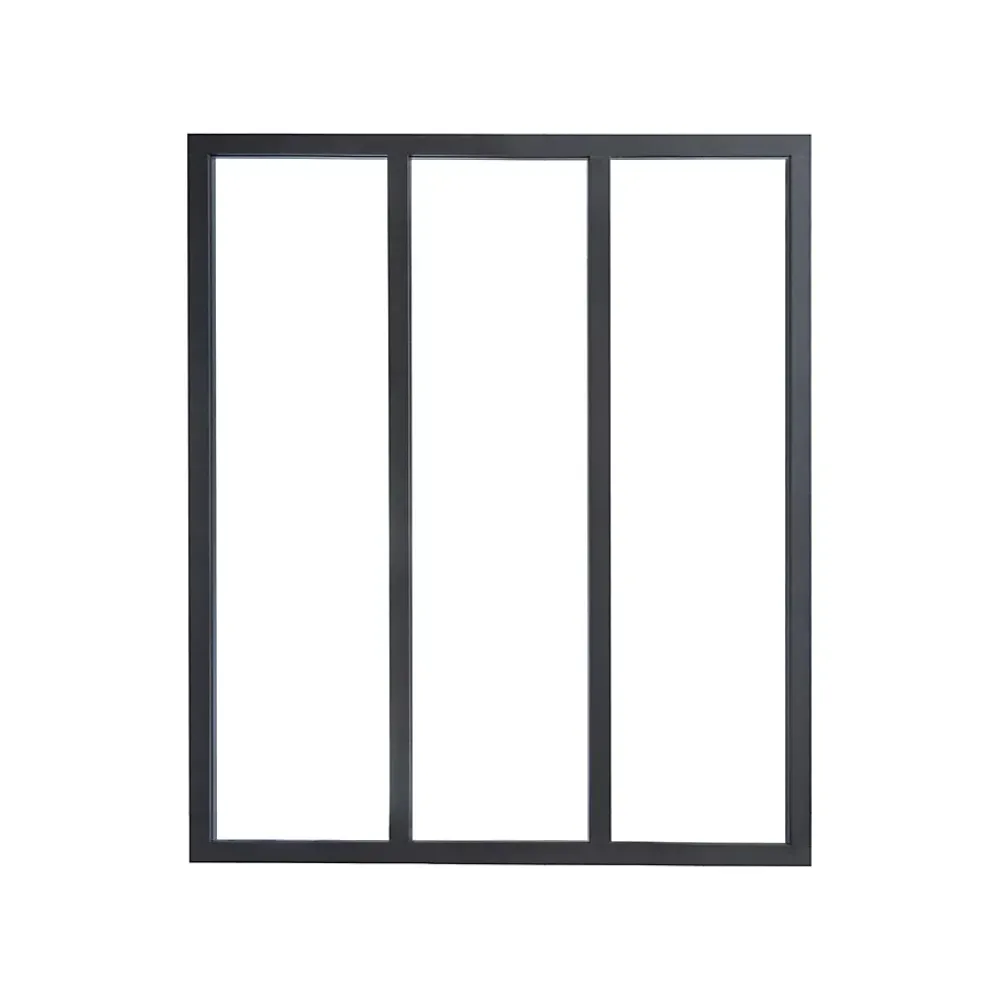 Verrière 3 carreaux transparents, coloris noir mat H108 x l.93cm- Verrière