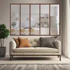 MySystem Verrière 5 grands carreaux - L x H : 168 x 110 cm - Laqué effet rouille granité - vitrages inclus- Verrière
