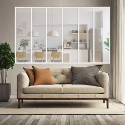 MySystem Verrière<Verrière 6 grands carreaux - L x H : 201 x 110 cm - Laqué blanc 9003 granité - vitrages inclus