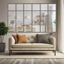 MySystem Verrière 6 sections avec imposte - L x H : 201 x 125 cm - Laqué gris 7016 granité - vitrages inclus- Verrière
