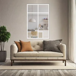 MySystem Verrière 2 sections avec imposte - L x H : 69 x 125 cm - Laqué blanc 9003 granité - vitrages inclus- Verrière