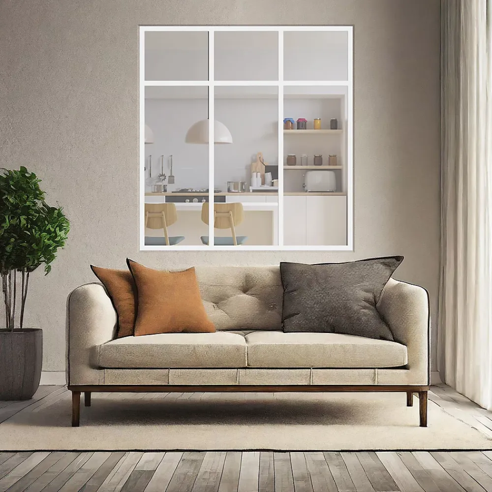 MySystem Verrière<Verrière 3 sections avec imposte - L x H : 102 x 110 cm - Laqué blanc 9003 granité - vitrages inclus