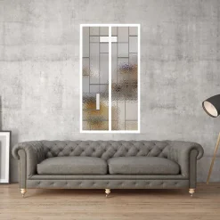 MySystem Verrière 2 verres Chicago - L x H : 69 x 125 cm - Laqué blanc 9003 granité - verre Sahara inclus- Verrière