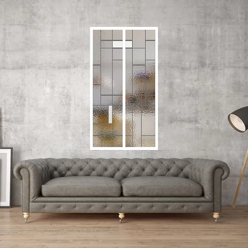 MySystem Verrière 2 verres Chicago - L x H : 69 x 125 cm - Laqué blanc 9003 granité - verre Sahara inclus- Verrière