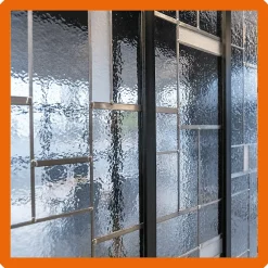 MySystem Verrière<Verrière 3 verres Chicago - L x H : 102 x 125 cm - Laqué effet rouille granité - verre Clair inclus