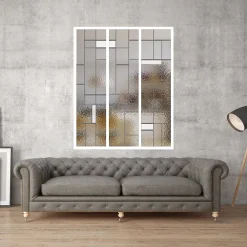 MySystem Verrière 3 verres Chicago - L x H : 102 x 125 cm - Laqué blanc 9003 granité - verre Sahara inclus- Verrière