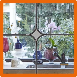 MySystem Verrière<Verrière 4 verres Curly - L x H : 135 x 125 cm - Laqué effet rouille granité - verre Clair inclus