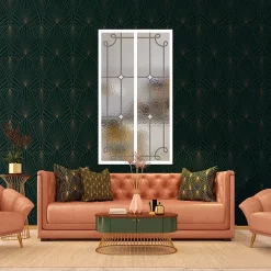 MySystem Verrière 2 verres Curly - L x H : 69 x 125 cm - Laqué blanc 9003 granité - verre Sahara inclus- Verrière