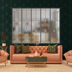 MySystem Verrière<Verrière 5 verres Curly - L x H : 168 x 125 cm - Laqué gris 7016 granité - verre Sahara inclus