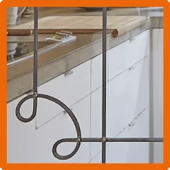 MySystem Verrière 3 verres Curly - L x H : 102 x 125 cm - Laqué effet rouille granité - verre Sahara inclus- Verrière
