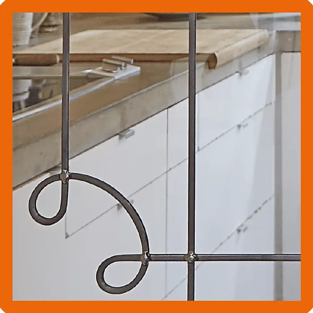 MySystem Verrière 3 verres Curly - L x H : 102 x 125 cm - Laqué effet rouille granité - verre Sahara inclus- Verrière