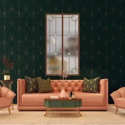 MySystem Verrière<Verrière 2 verres Curly - L x H : 69 x 125 cm - Laqué effet rouille granité - verre Sahara inclus