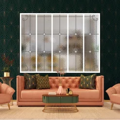 MySystem Verrière 5 verres Curly - L x H : 168 x 125 cm - Laqué blanc 9003 granité - verre Sahara inclus- Verrière