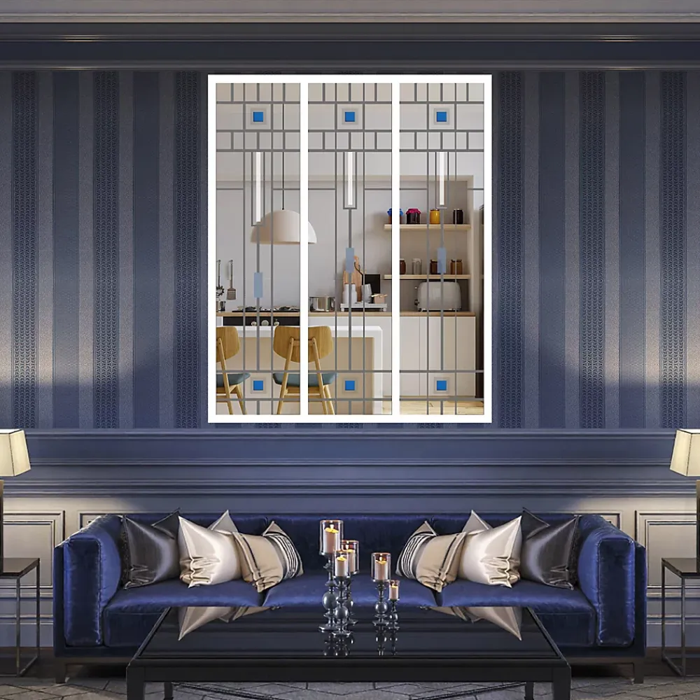 MySystem Verrière<Verrière 3 verres Hudson - L x H : 102 x 125 cm - Laqué blanc 9003 granité - verre Clair inclus