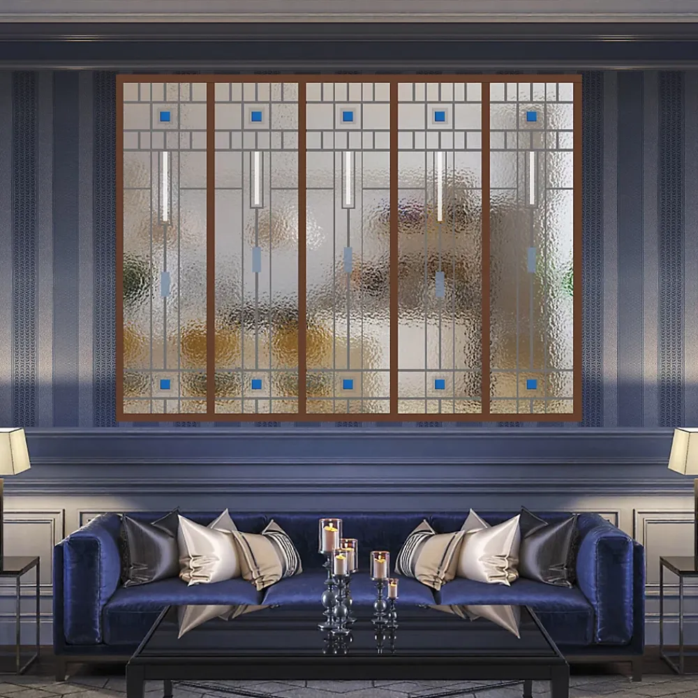 MySystem Verrière<Verrière 5 verres Hudson - L x H : 168 x 125 cm - Laqué effet rouille granité - verre Sahara inclus