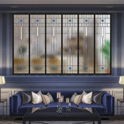 MySystem Verrière<Verrière 6 verres Hudson - L x H : 201 x 125 cm - Laqué noir 9005 granité - verre Sahara inclus