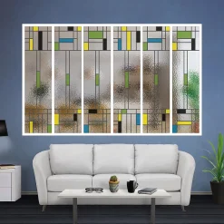 MySystem Verrière<Verrière 6 verres Indiana - L x H : 201 x 125 cm - Laqué blanc 9003 granité - verre Sahara inclus