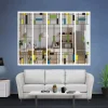 MySystem Verrière<Verrière 5 verres Indiana - L x H : 168 x 125 cm - Laqué blanc 9003 granité - verre Clair inclus