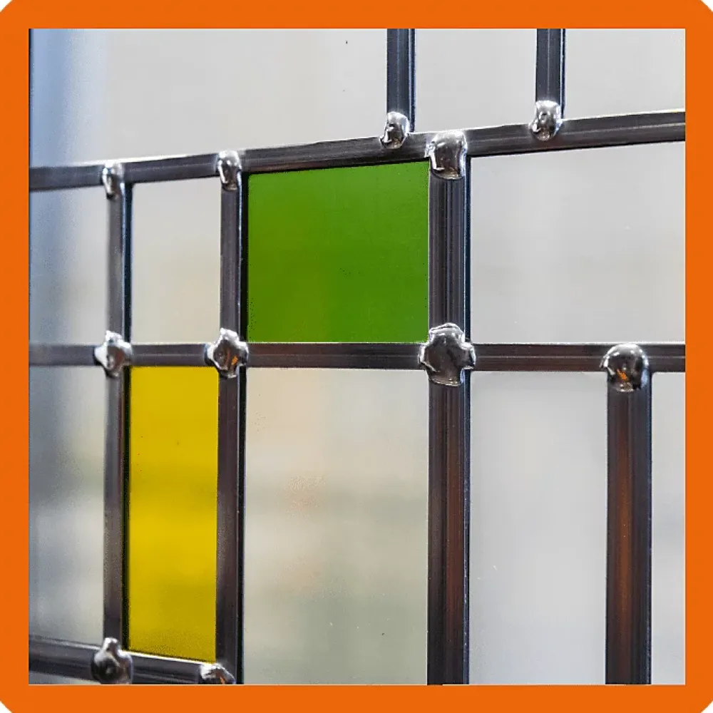 MySystem Verrière<Verrière 6 verres Indiana - L x H : 201 x 125 cm - Laqué effet rouille granité - verre Sahara inclus