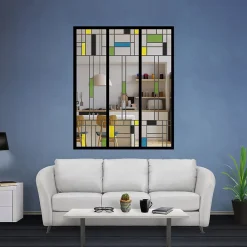 MySystem Verrière<Verrière 3 verres Indiana - L x H : 102 x 125 cm - Laqué noir 9005 granité - verre Clair inclus
