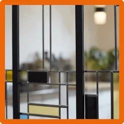 MySystem Verrière<Verrière 3 verres Indiana - L x H : 102 x 125 cm - Laqué noir 9005 granité - verre Clair inclus