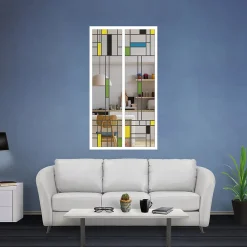 MySystem Verrière<Verrière 2 verres Indiana - L x H : 69 x 125 cm - Laqué blanc 9003 granité - verre Clair inclus