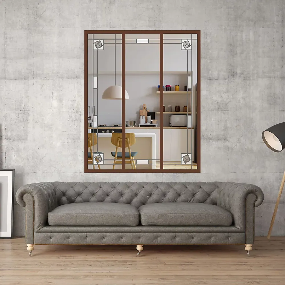 MySystem Verrière<Verrière 3 verres Mackintosh - L x H : 102 x 125 cm - Laqué effet rouille granité - verre Clair inclus