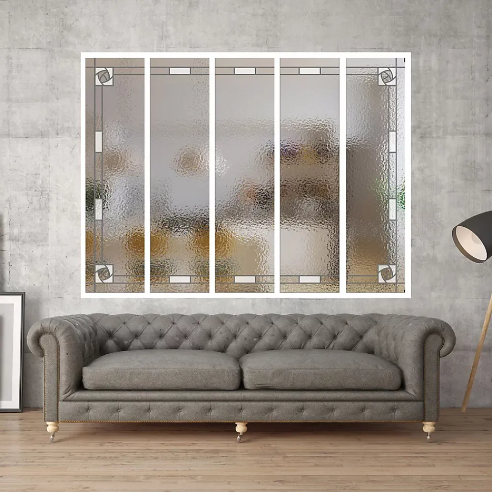 MySystem Verrière<Verrière 5 verres Mackintosh - L x H : 168 x 125 cm - Laqué blanc 9003 granité - verre Sahara inclus