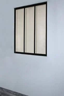 Verrière acier noir 3 vitrages opales H.105 x l.83 cm- Verrière