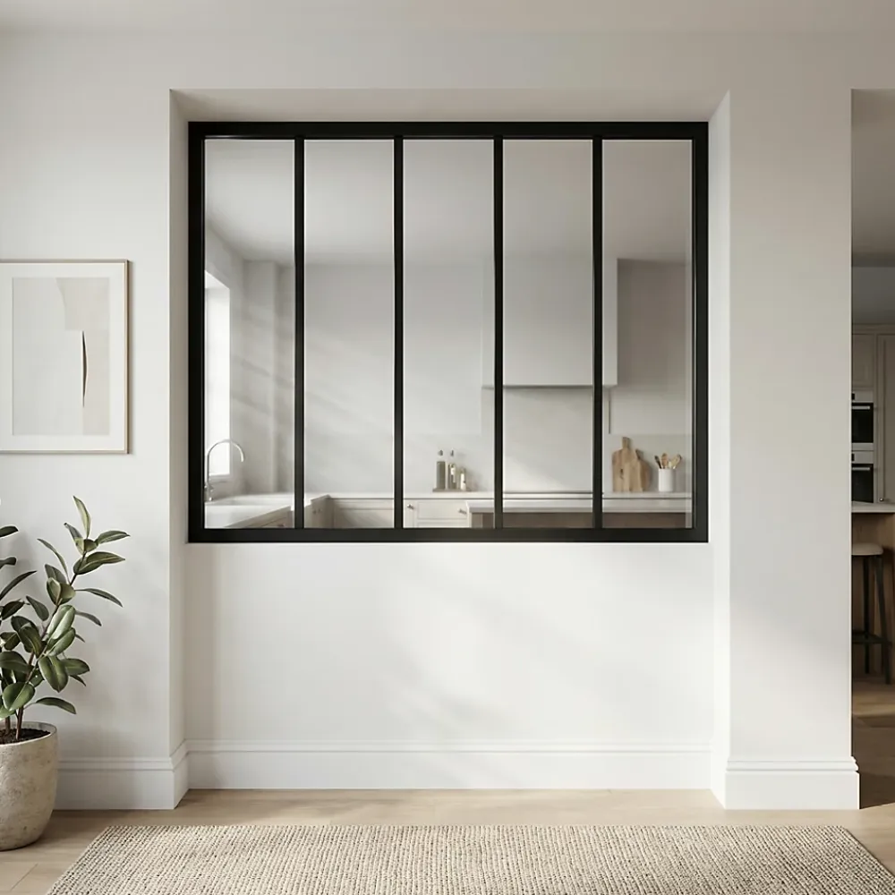 Verrière acier noir 5 vitrages transparents H 105 X L 135 cm- Verrière