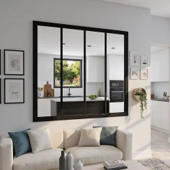 Verrière acier noir 4 vitrages transparents H 105 X L 109 cm- Verrière