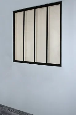 Verrière acier noir 4 vitrages opales H.105 x l.109 cm- Verrière