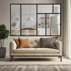 MySystem Verrière<Verrière ArtDéco 7 - L x H : 190 x 125 cm - Laqué noir 9005 granité - vitrages inclus